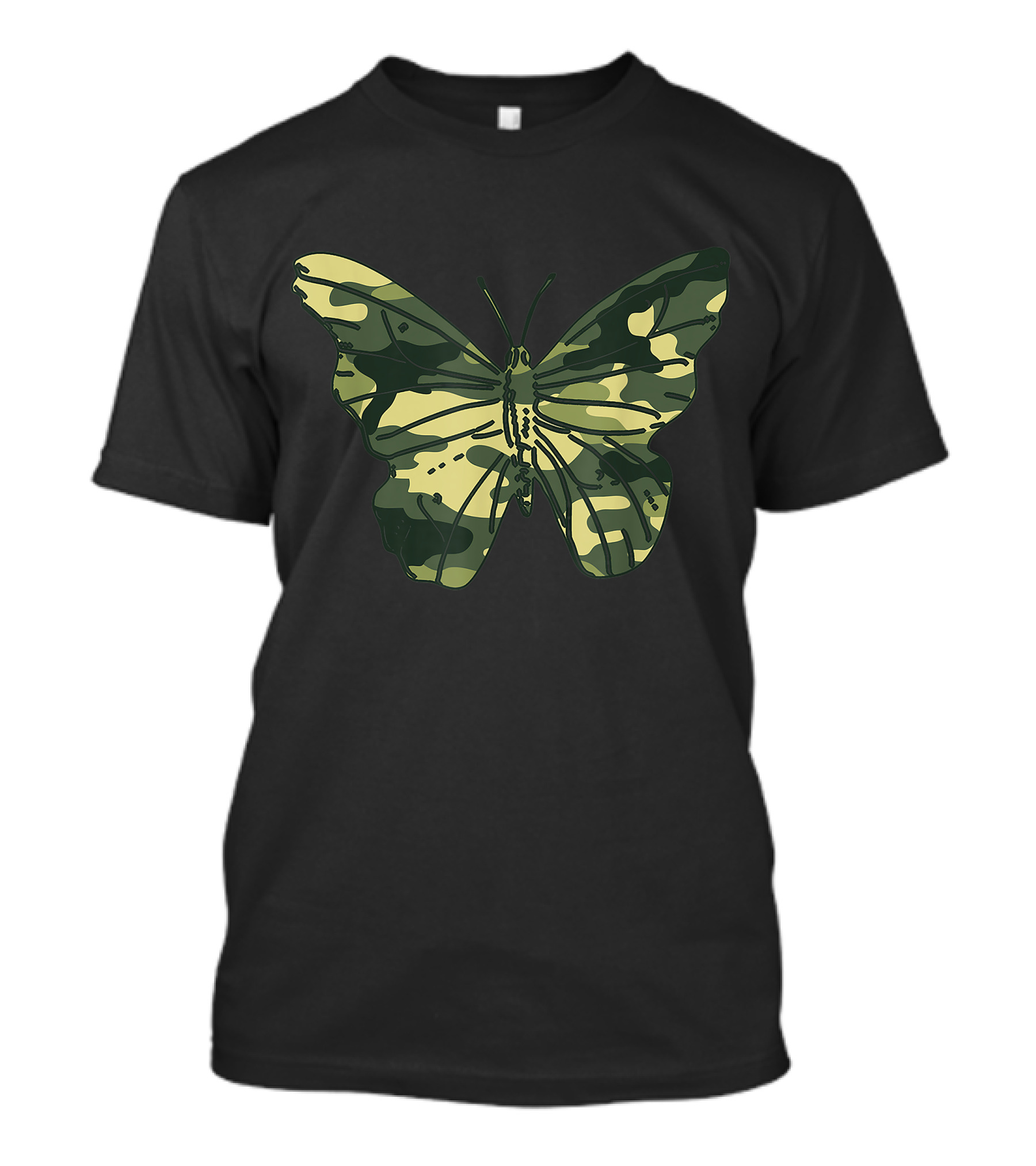 Military Camo Butterfly Print Veteran Ringlet Men T-Shirt