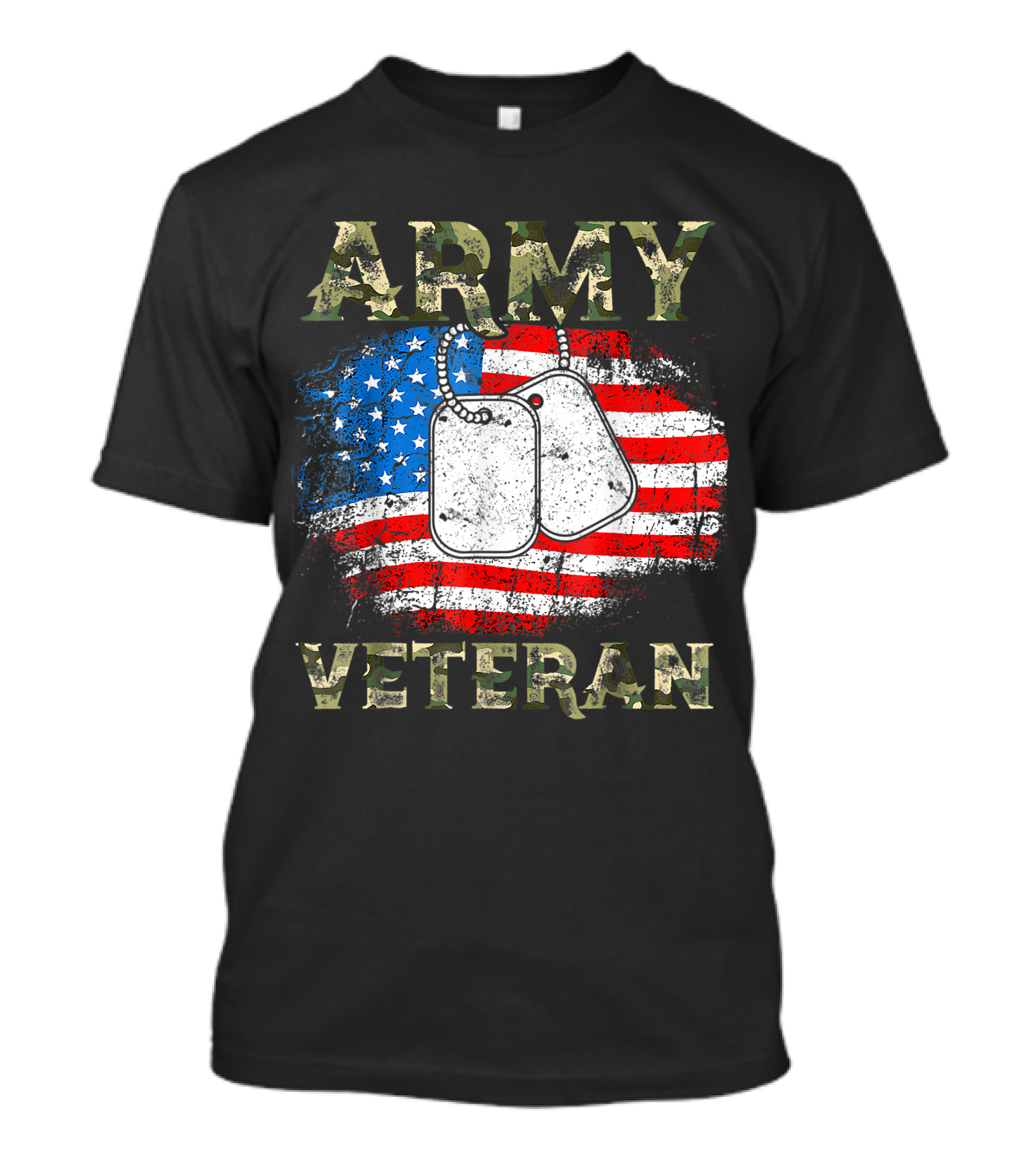 Army Veteran Dog Tags American Flag Military Soldier T-Shirt