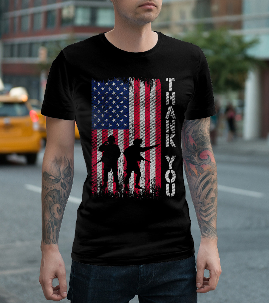 Thank You Veteran American Flag Vintage Veteran Day T-Shirt