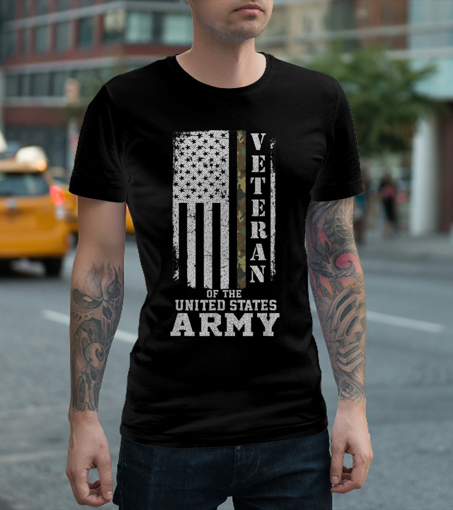 Veteran of the United States Army American Flag Camo T-Shirt