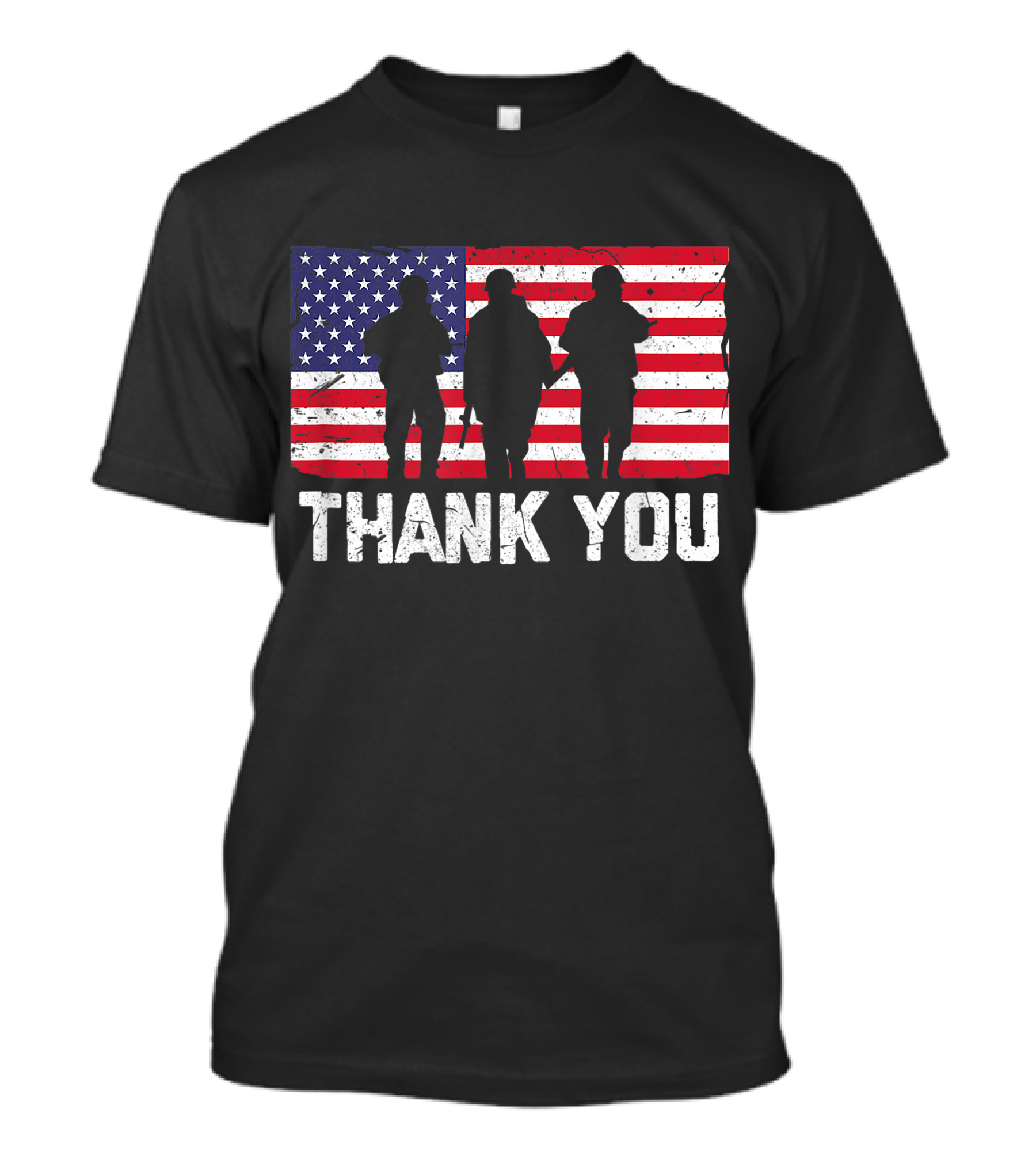Thank You American Flag Military Heroes Silhouettes Veteran Day T-Shirt