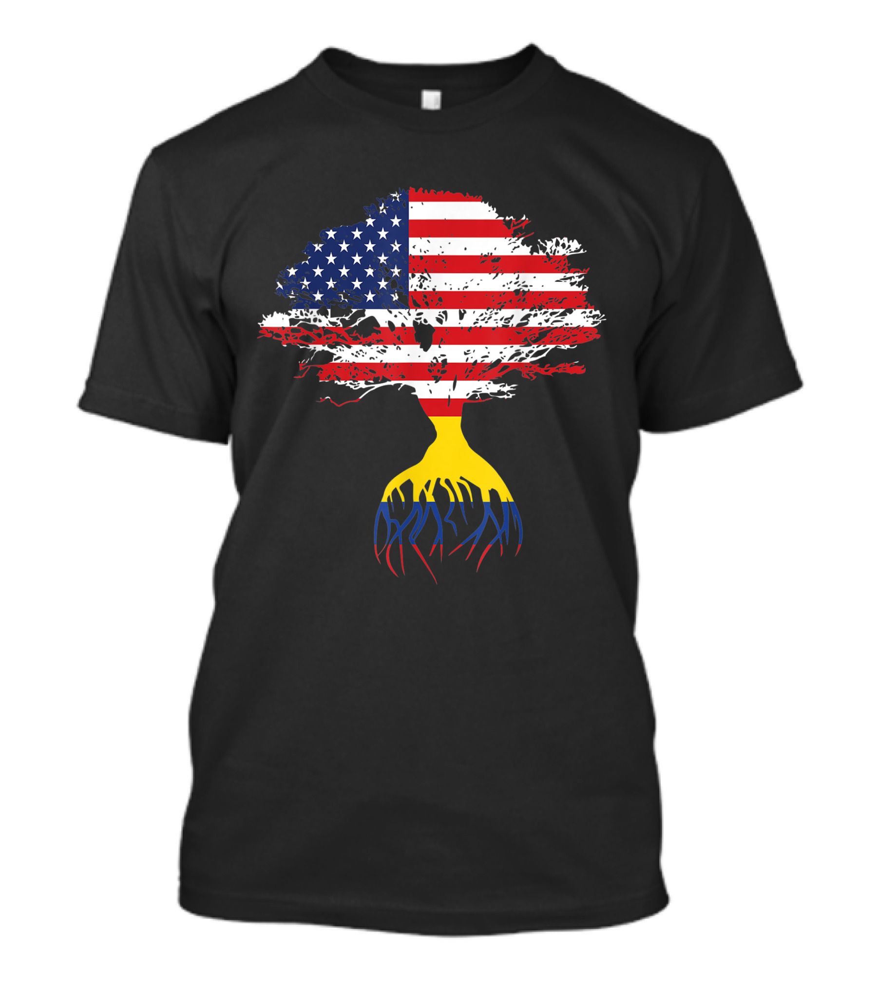 American Flag On Tree With Colombian Roots T-Shirt