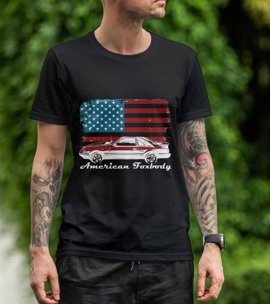 American Foxbody Muscle Car Enthusiast Flag T-Shirt