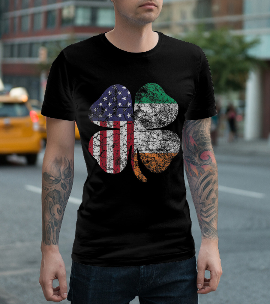 Irish American Flag Shamrock Ireland Patriotic T-Shirt