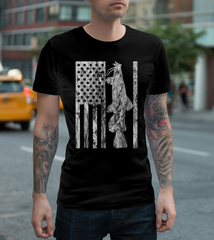 American Flag Catfish Angler Fishing Stars Stripes T-Shirt