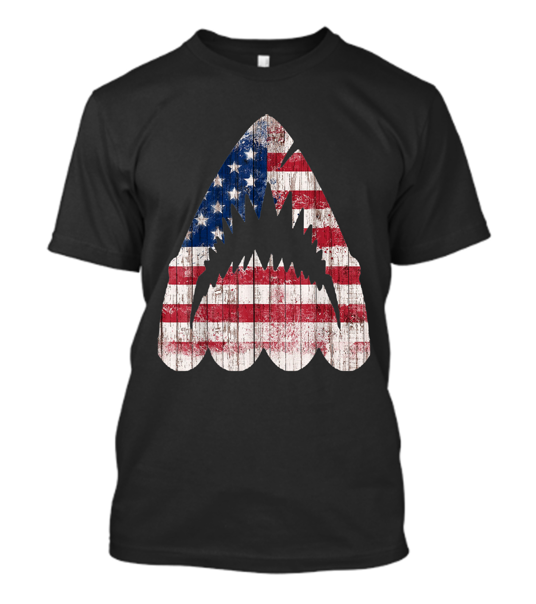 Shark Teeth American Flag USA Independence Patriotic T-Shirt