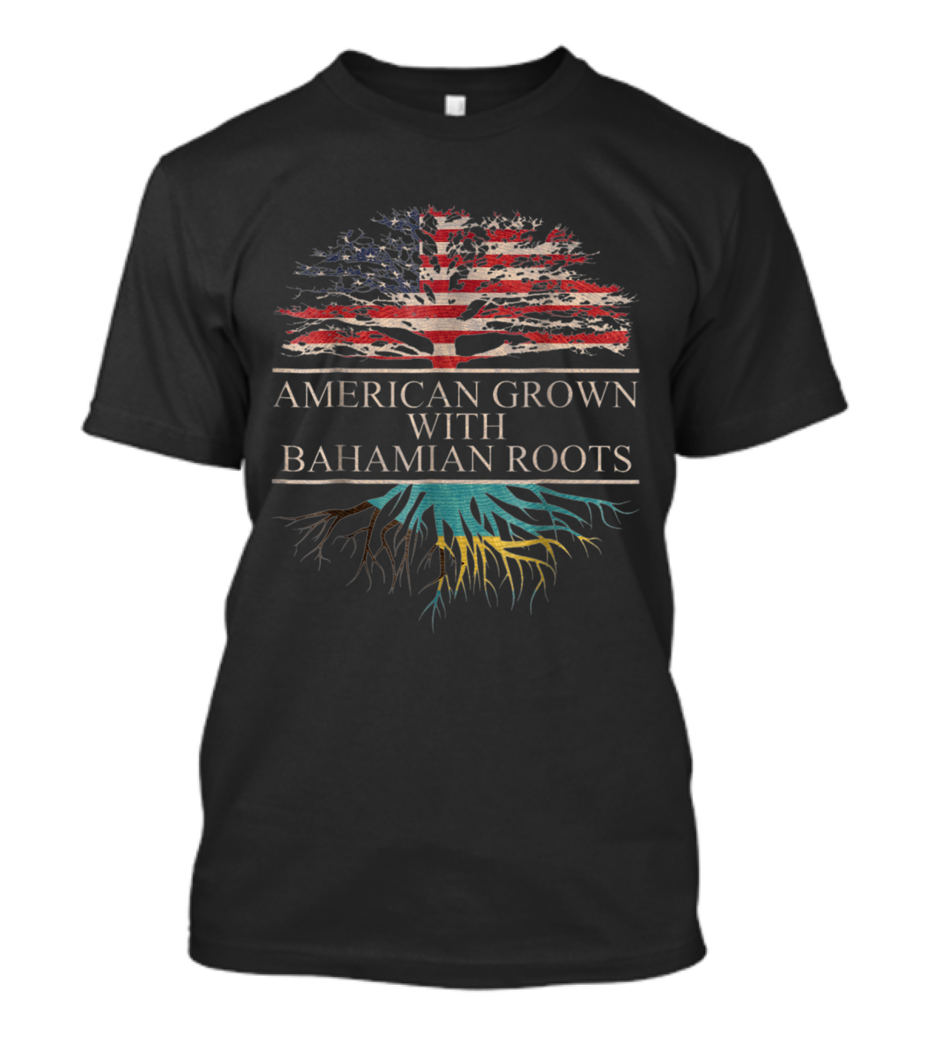 American Grown With Bahamian Roots Patriotic Flag And Roots T-Shirt