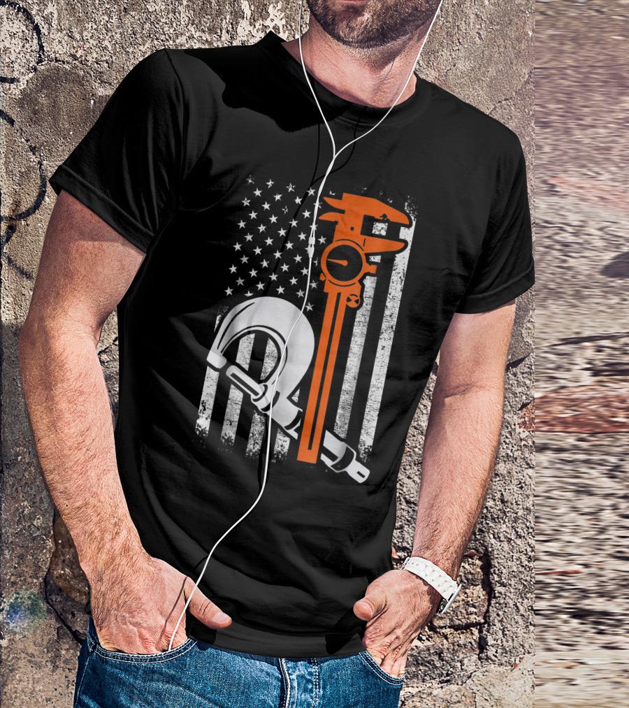 American Flag With Machinist Tools T-Shirt