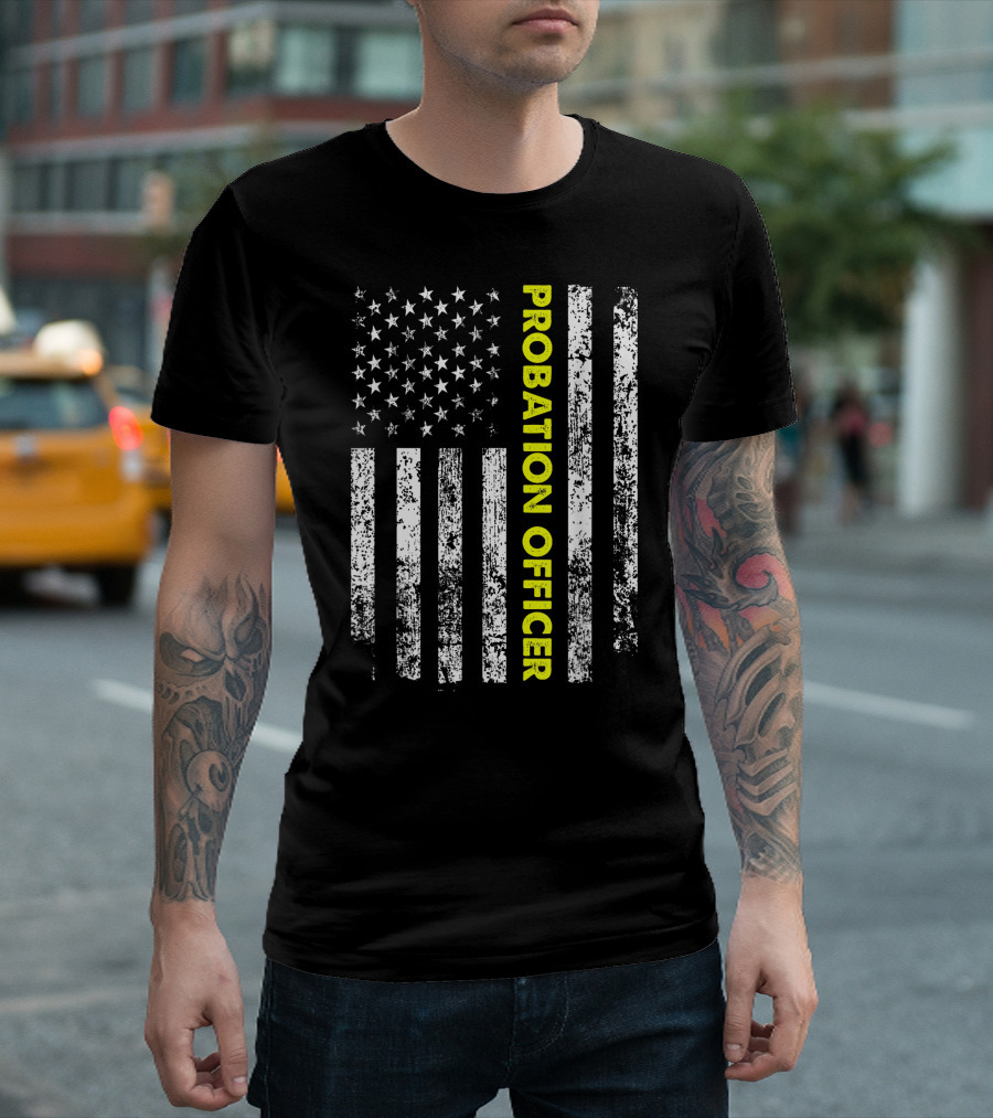Probation Officer American Flag Display T-Shirt