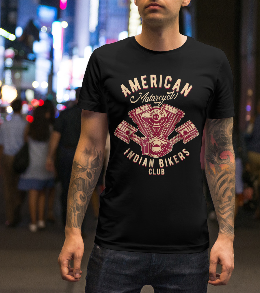 American Motorcycle Born To Ride Indian Bikers Club T-Shirt