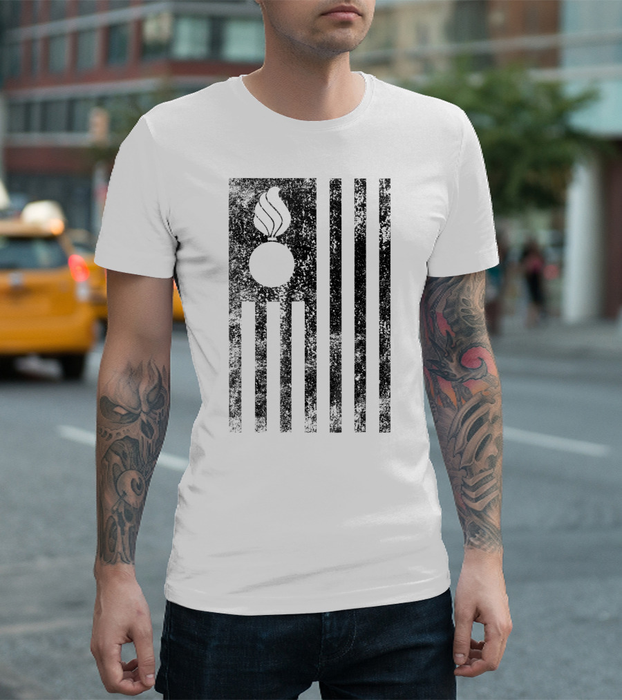 Air Force Ammo Bomb Symbol with Distressed American Flag T-Shirt