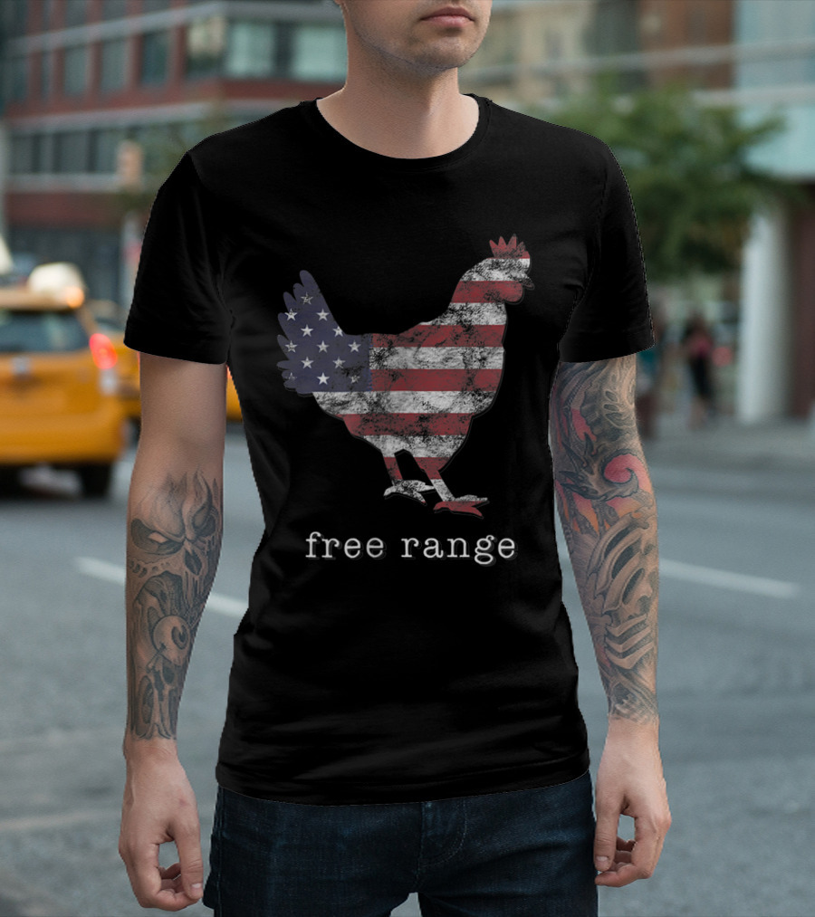 Free Range Chicken American Flag T-Shirt