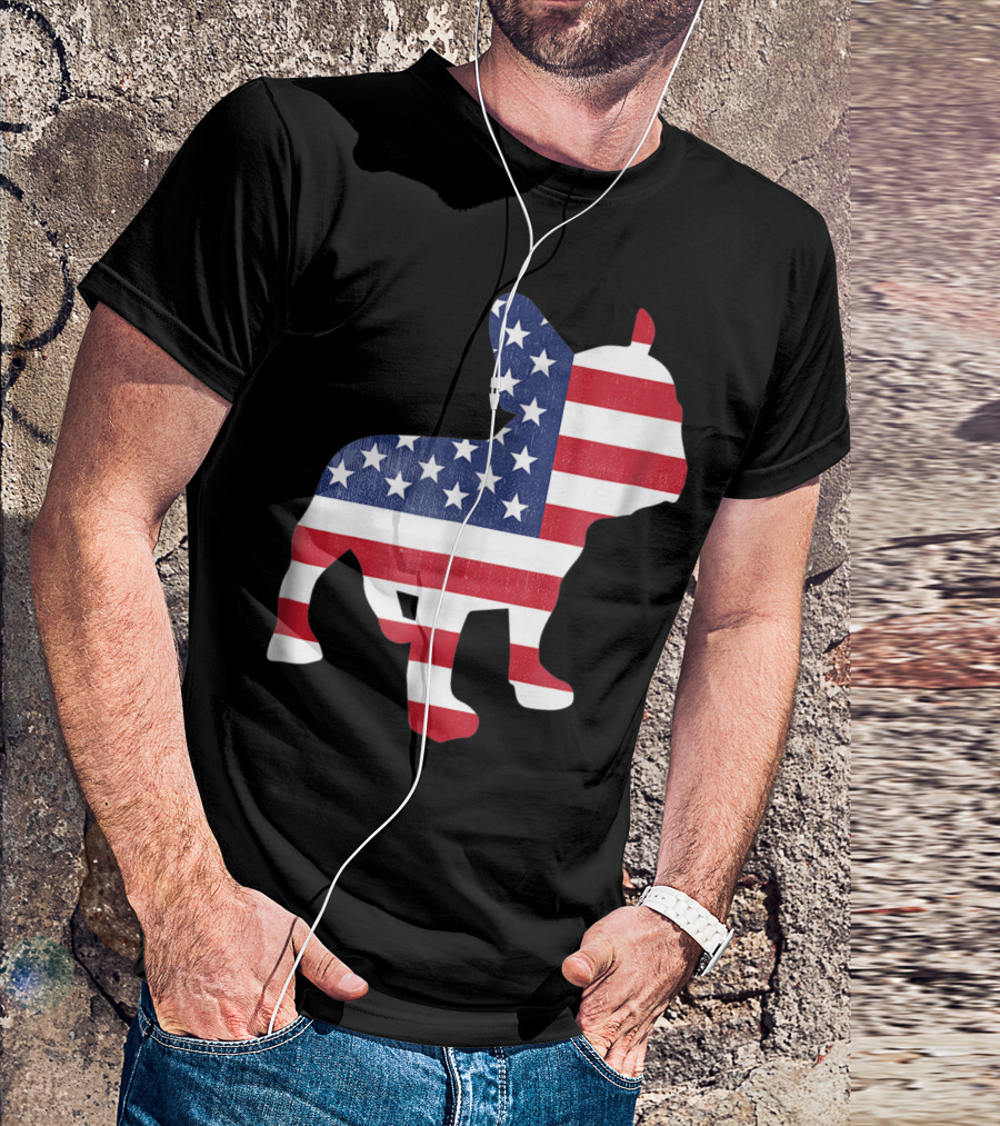 Usa Independence Day American Flag Frenchie French Bulldog T-Shirt