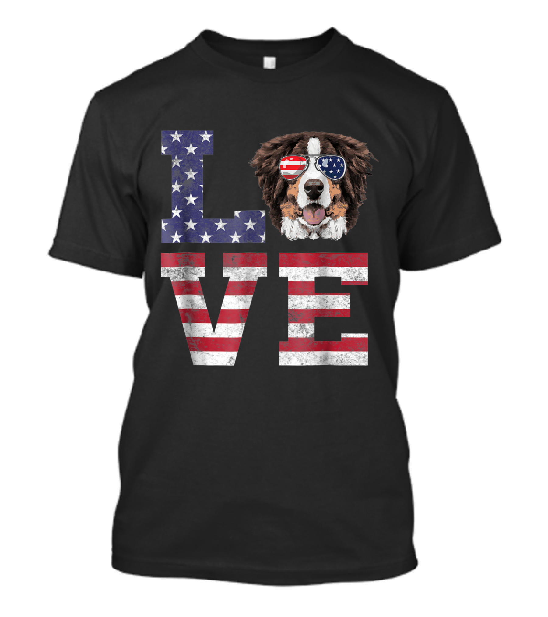 Love Bernese Mountain Dog American Flag Fourth Of July T-Shirt