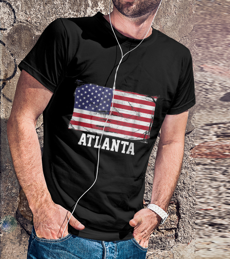 Atlanta Georgia Vintage Distressed American Flag Iconic T-Shirt