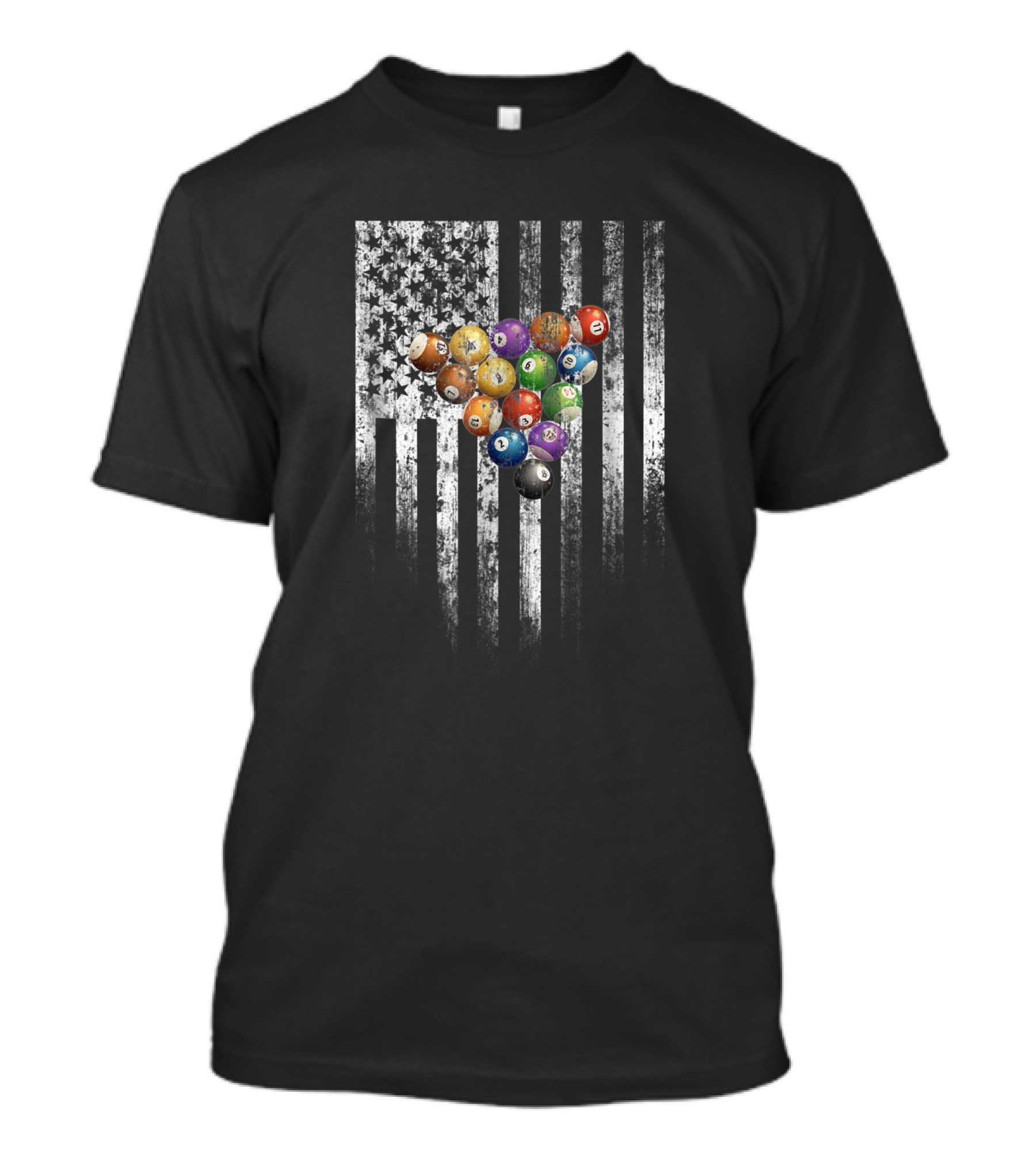 Vintage American Flag With Billiards 8 Ball Pool USA T-Shirt