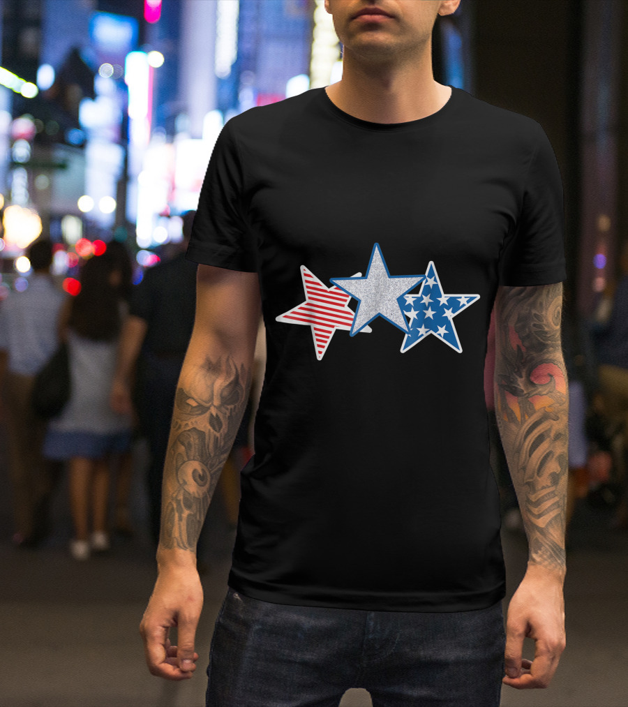 Red White Blue Stars American Flag USA Stripes T-Shirt