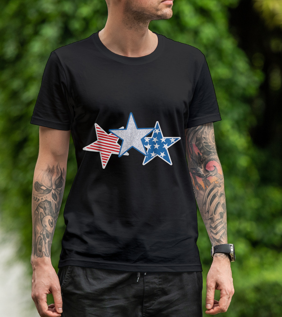 Red White Blue Stars American Flag USA Stripes T-Shirt
