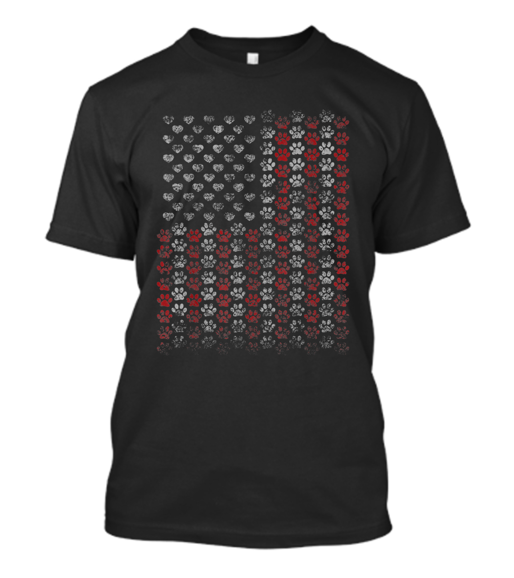 Fun Patriotic Veterans Day Paw Prints Flag Dog Cat Lovers T-Shirt