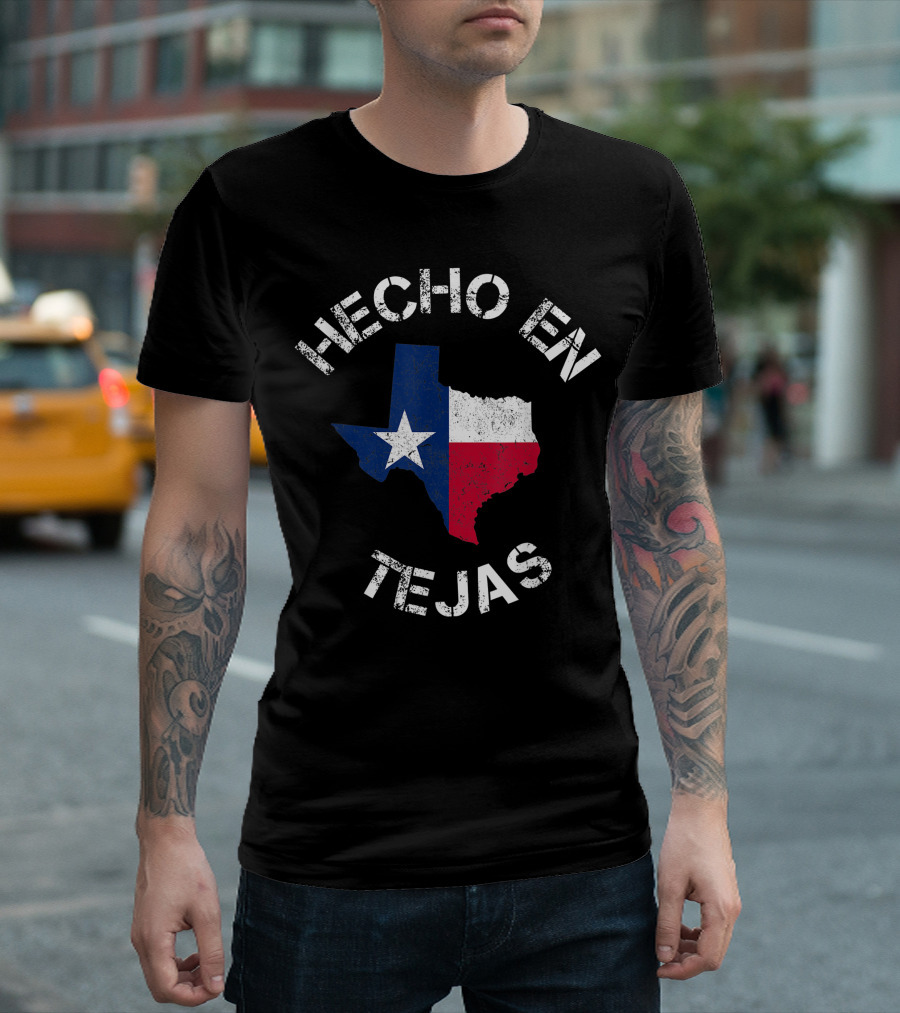 HECHO EN TEJAS TEXAS FLAG MAP ICON LATINO PRIDE T-Shirt
