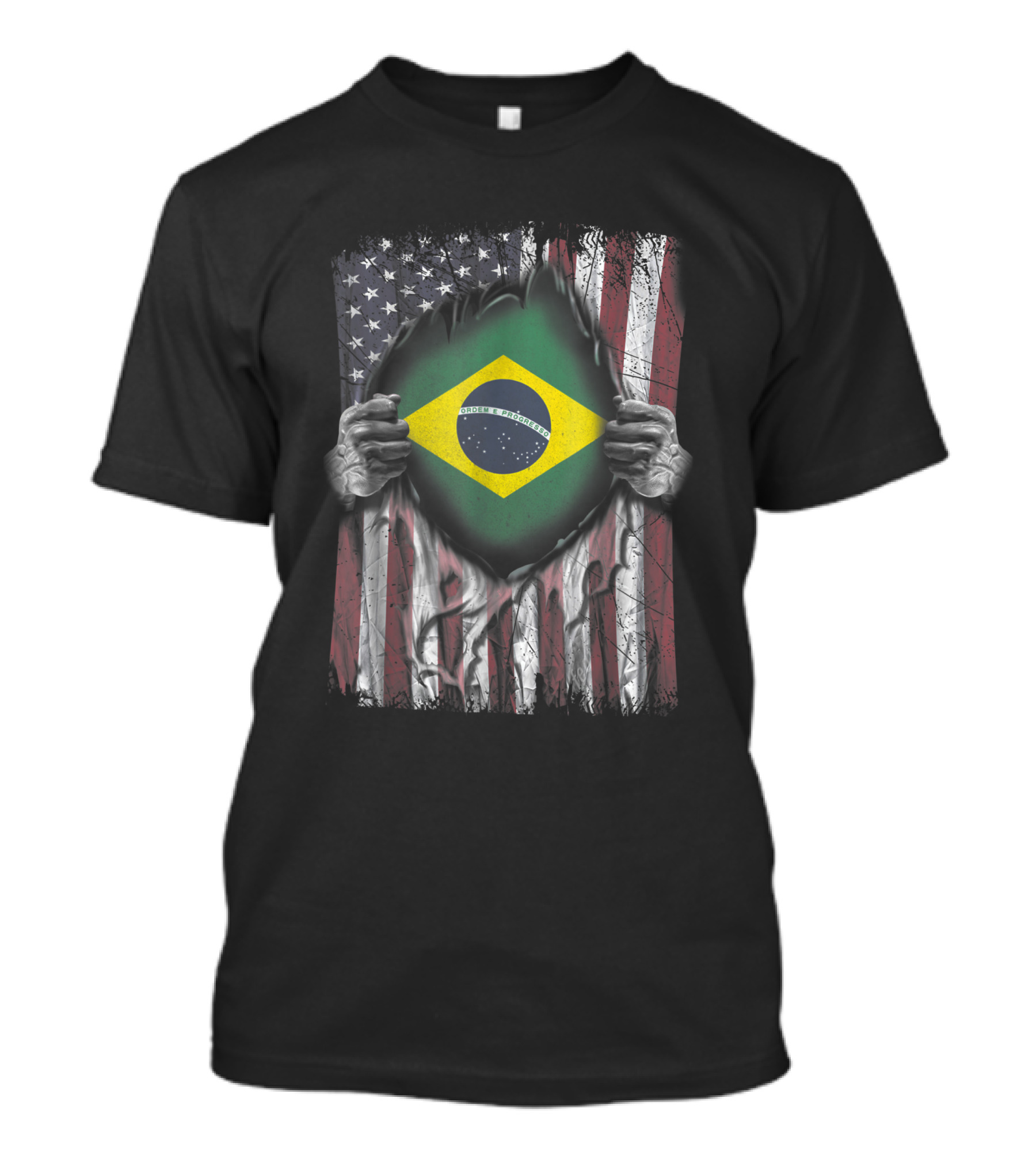 Super Brazil American Flag Fusion Brazilian Patriot Symbols T-Shirt