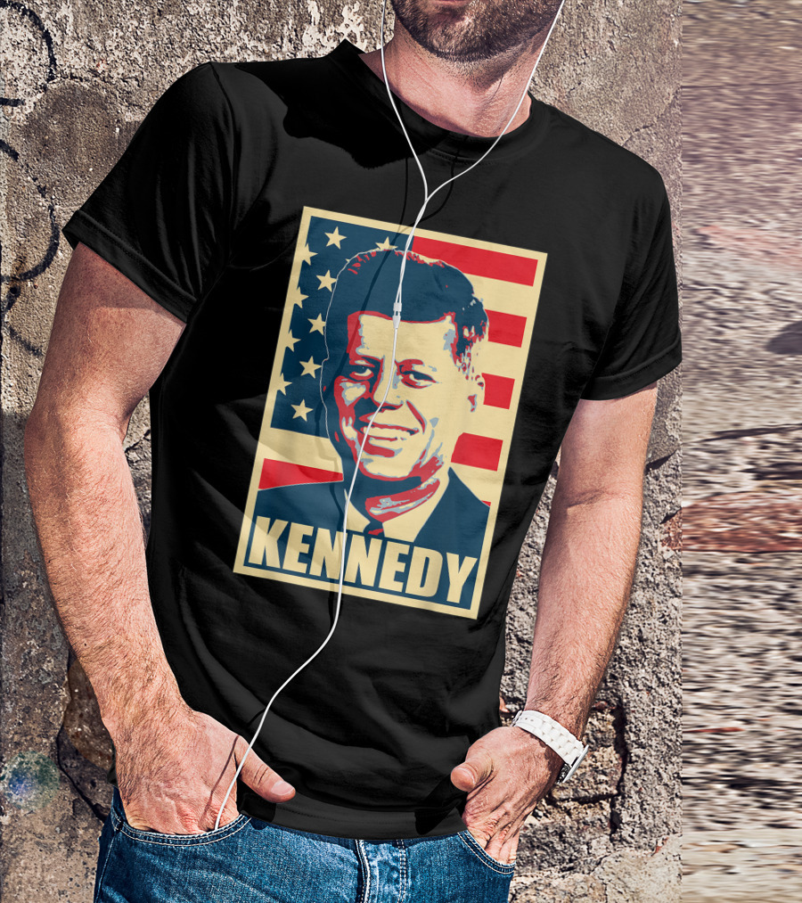 Kennedy American Flag Portrait Propaganda T-Shirt