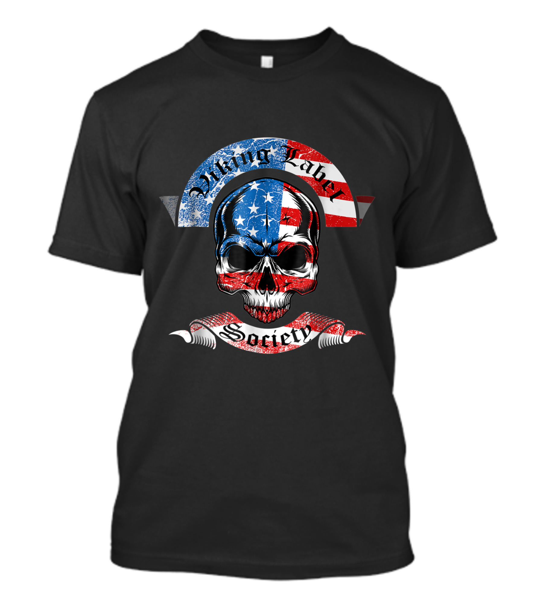 Viking Label Society Skull With American Flag Elements T-Shirt