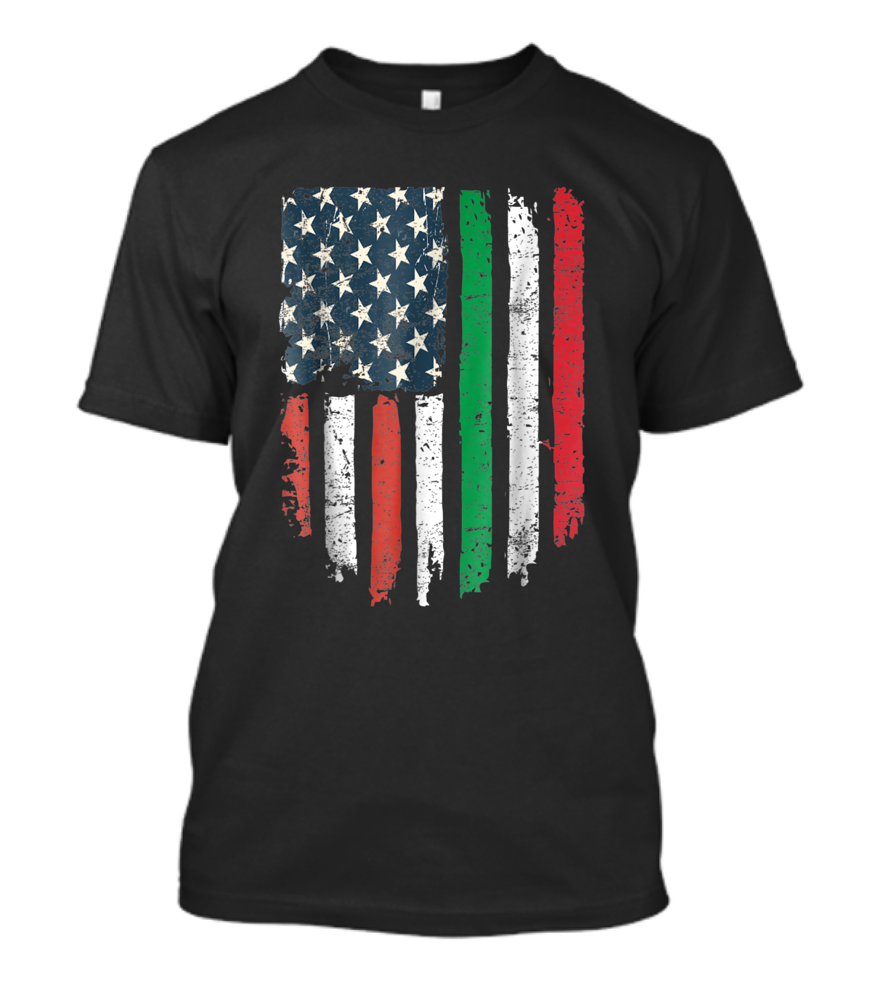 Italian American Flag Italy USA Stars Stripes Hearts Patriot T-Shirt