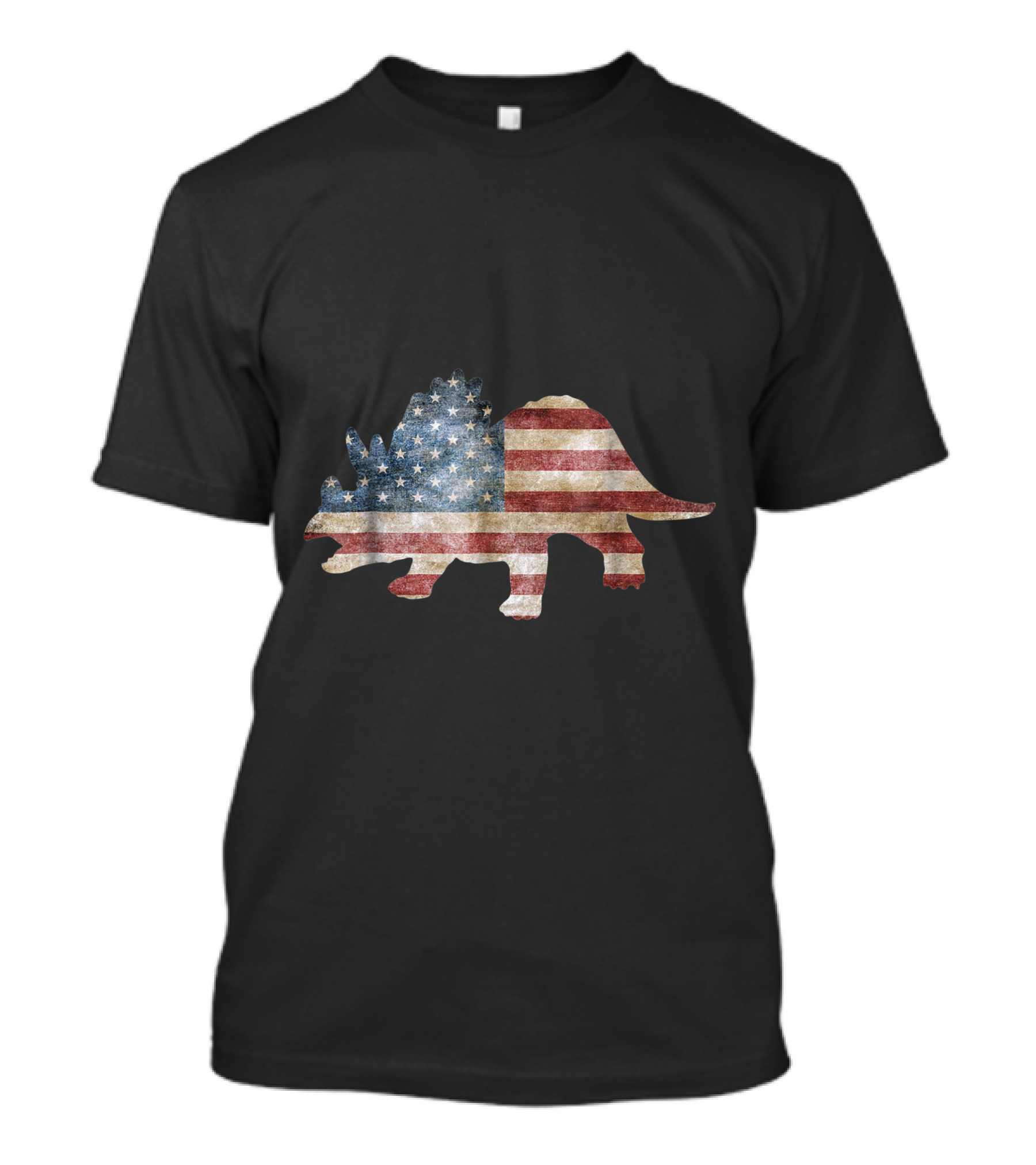 Dino Triceratops American Flag 4th Of July USA T-Shirt