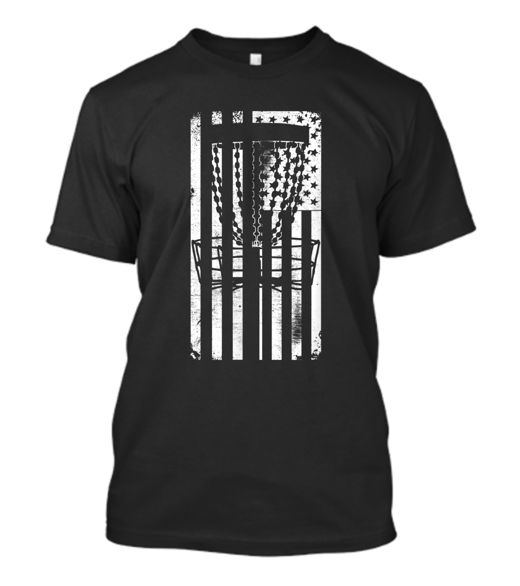 American Flag Disc Golf Basket Patriotic T-Shirt