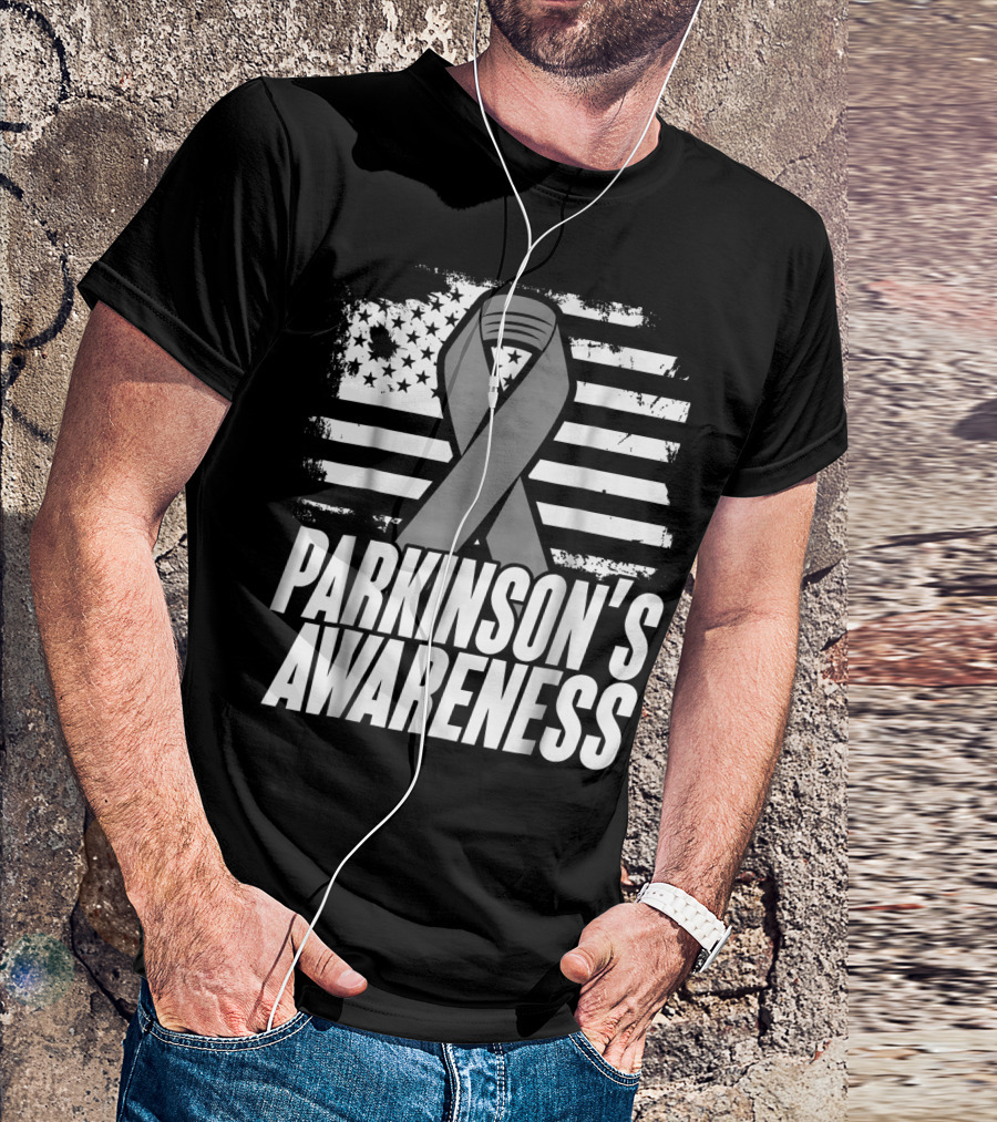 Parkinson's Awareness American Flag Ribbon T-Shirt