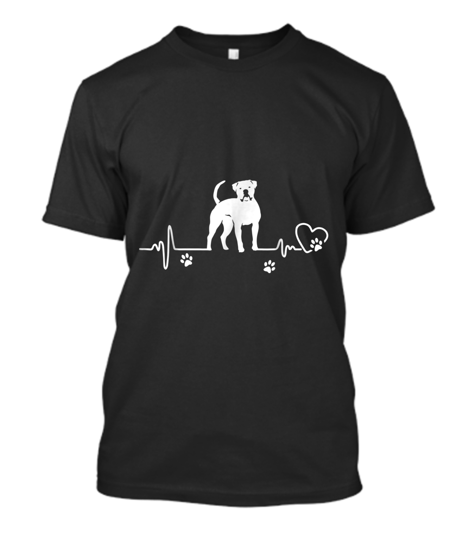 My American Bulldog Always In My Heart Heartbeat Pawprint Line T-Shirt