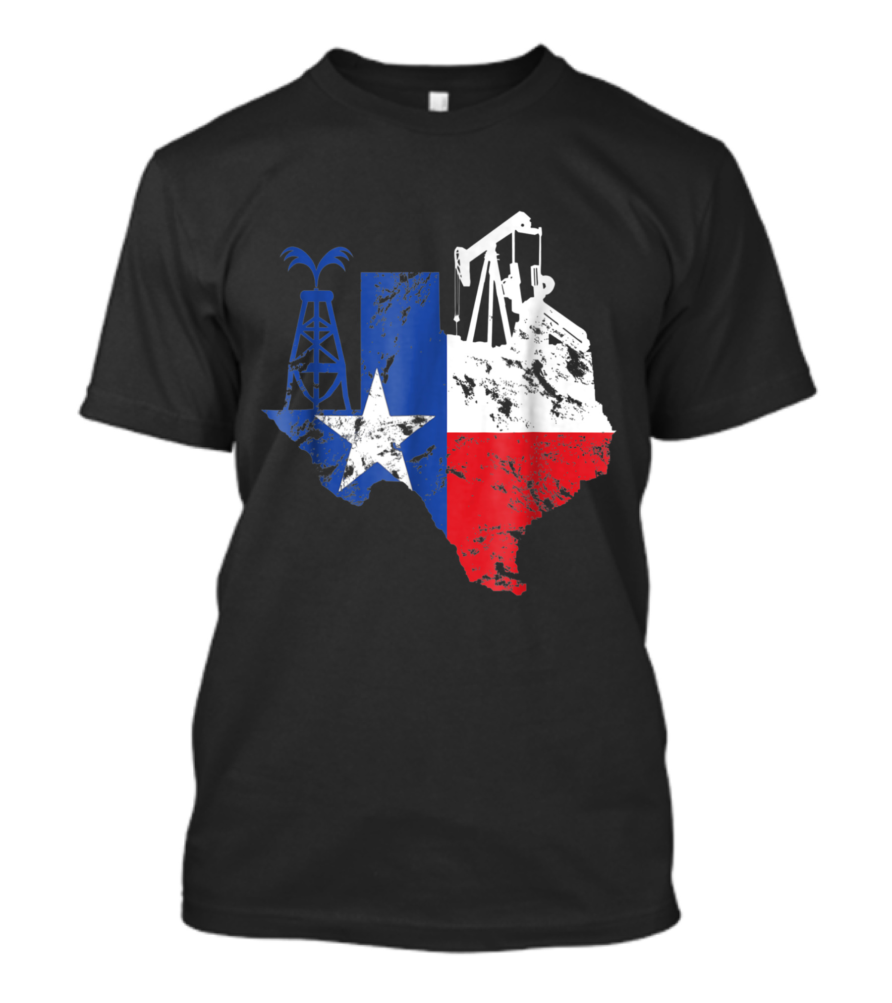 Proud American Oil Worker Texas Oilfield Man With Star And Oil Rigs T-Shirt