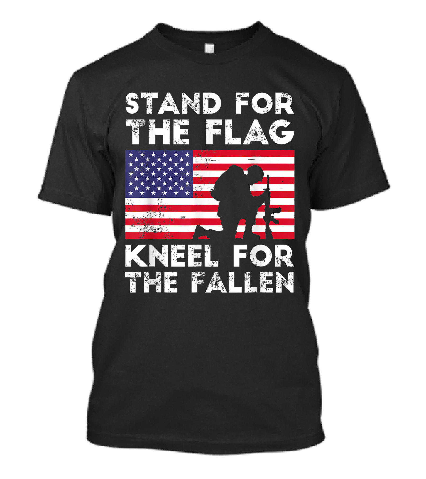 Stand For The Flag Kneel For The Fallen Veteran USA American Flag T-Shirt