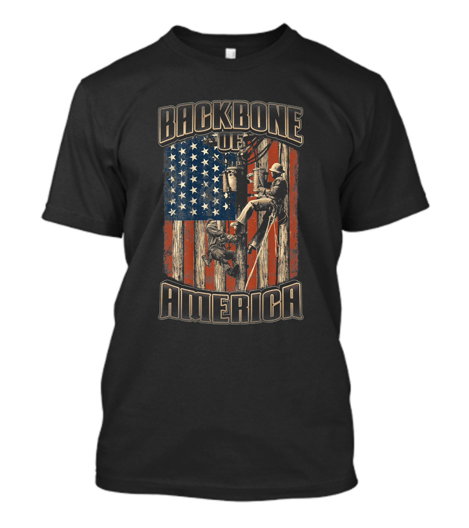 Backbone Of America American Flag Lineman T-Shirt