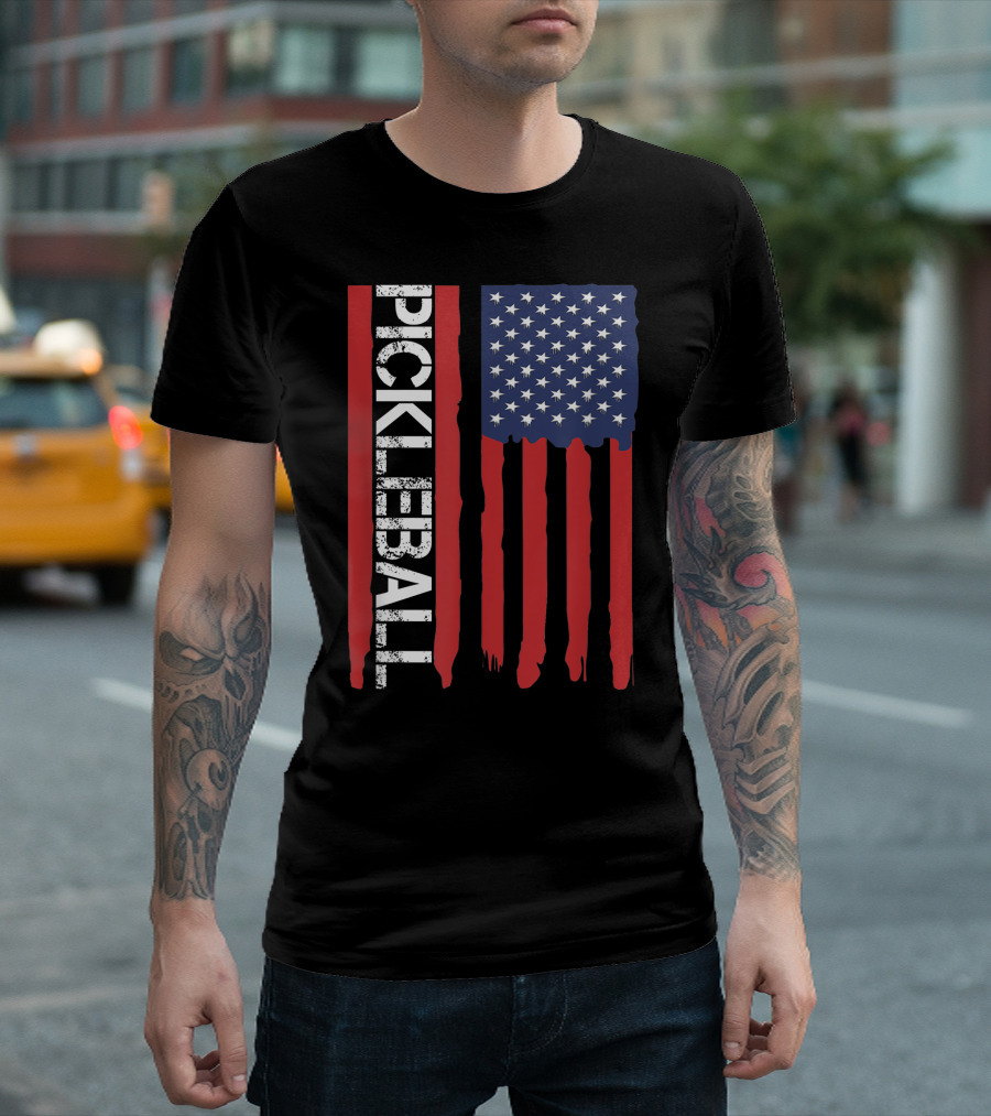 Pickleball American USA Flag Patriotic T-Shirt