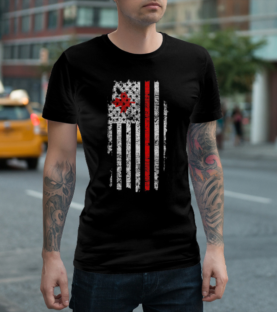 Usa Flag Canada Canadian Flag Maple Leaf 4Th Of July T-Shirt