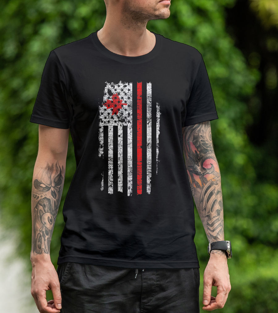 Usa Flag Canada Canadian Flag Maple Leaf 4Th Of July T-Shirt