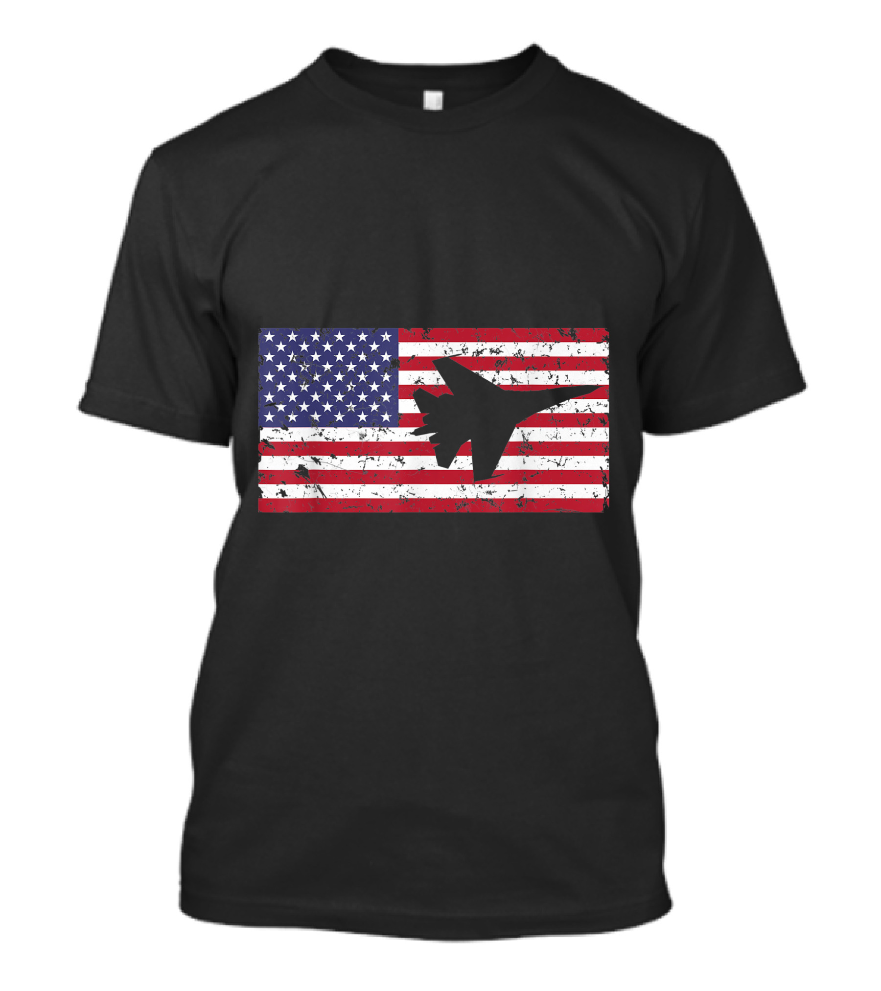 American Flag Air Force War Plane Silhouette Patriotic T-Shirt