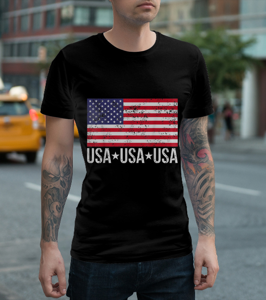 USA USA USA American Flag Patriotic T-Shirt