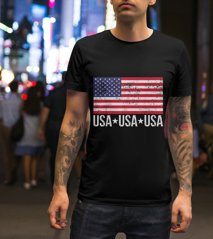 USA USA USA American Flag Patriotic T-Shirt