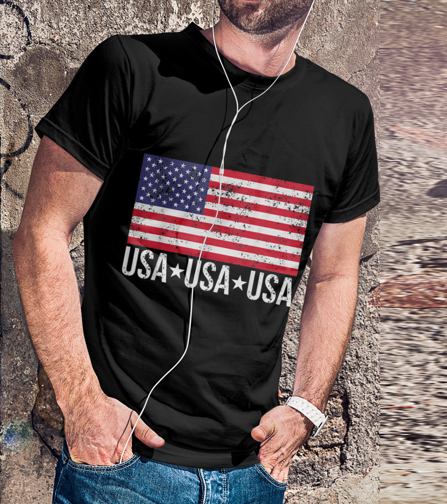 USA USA USA American Flag Patriotic T-Shirt