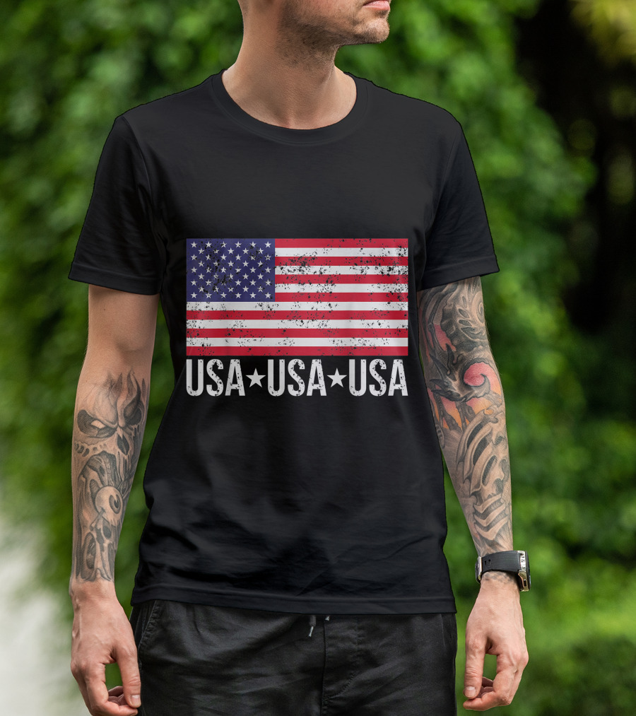USA USA USA American Flag Patriotic T-Shirt