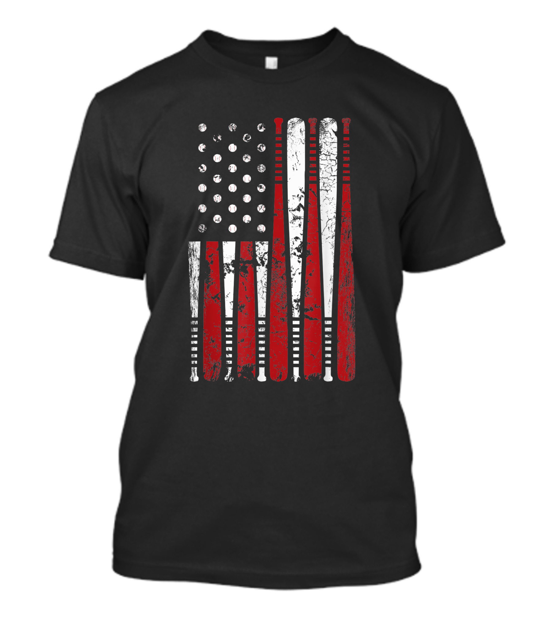 Vintage American USA Flag Softball Bats Girls T-Shirt