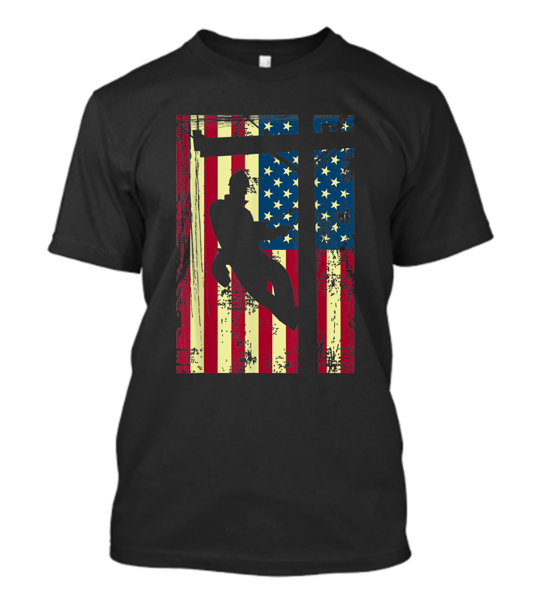 Lineman American Flag Electric Cable Worker T-Shirt