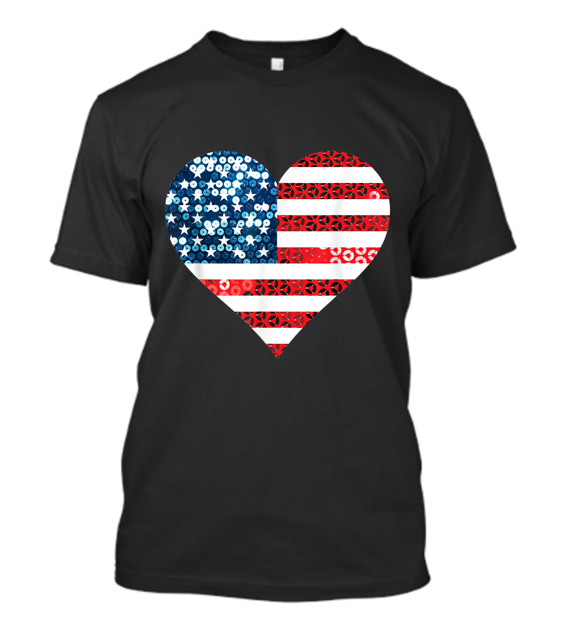 Usa Heart American Flag Murica Sequin T-Shirt