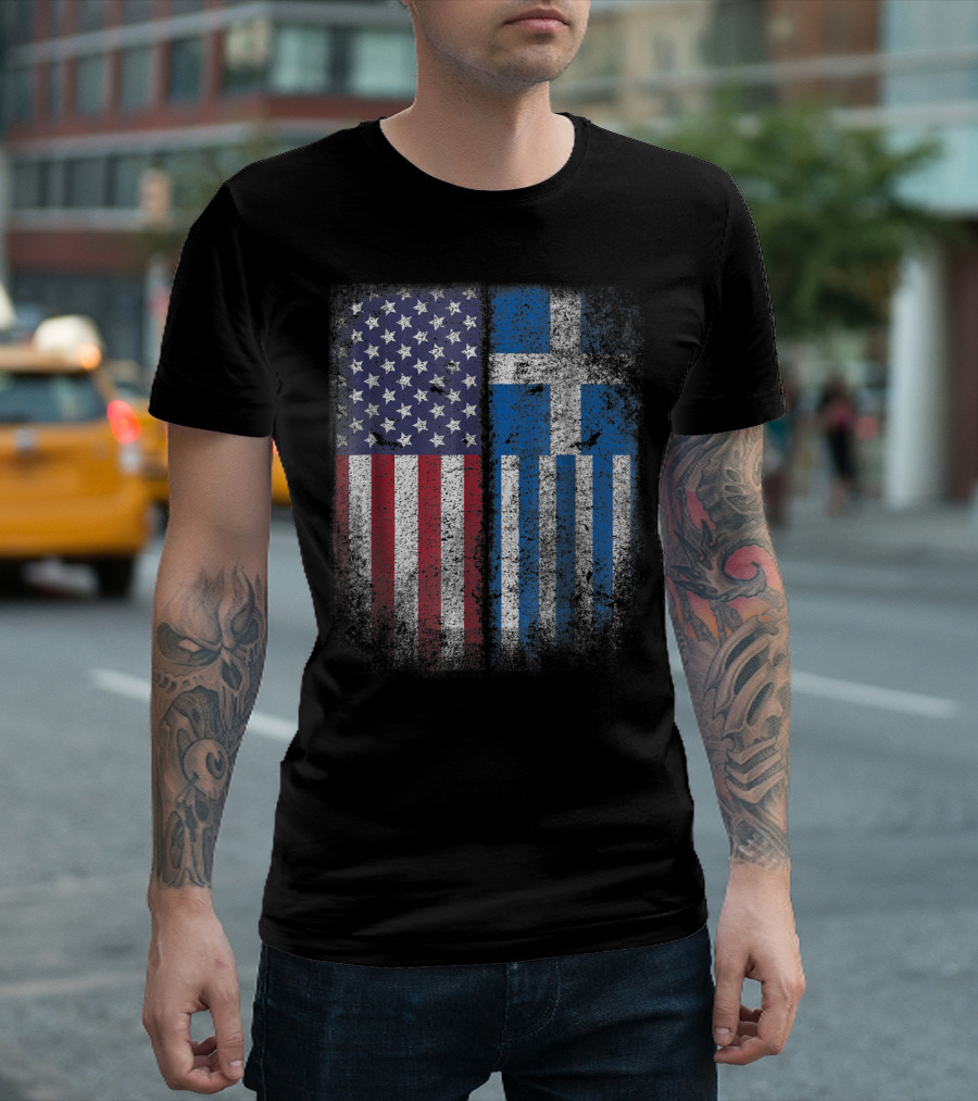 American Greek Flag Hellas Heritage Greece Pride USA Greek Flags T-Shirt