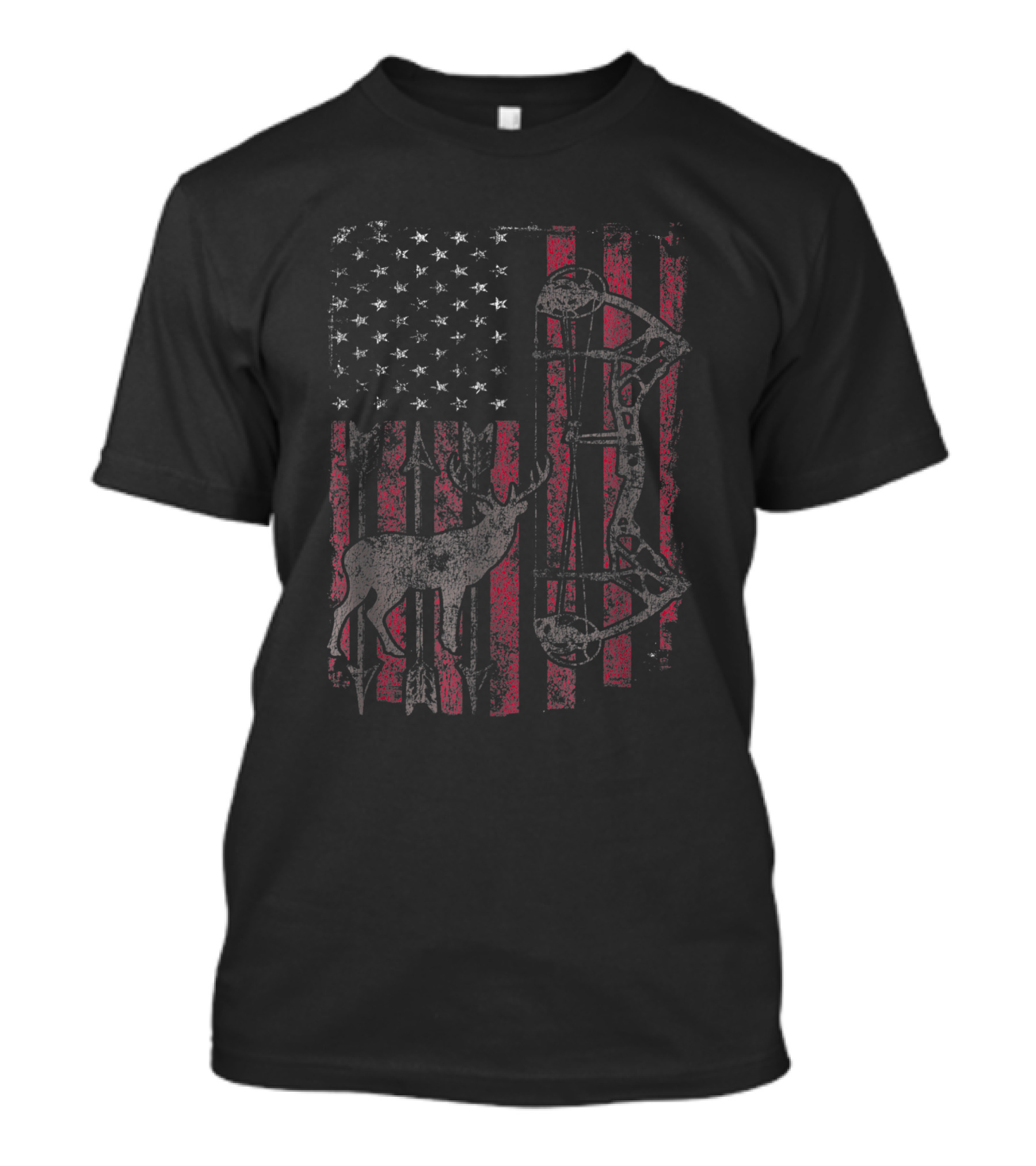 American Flag Deer Bow Hunting Patriotic USA Hunters T-Shirt