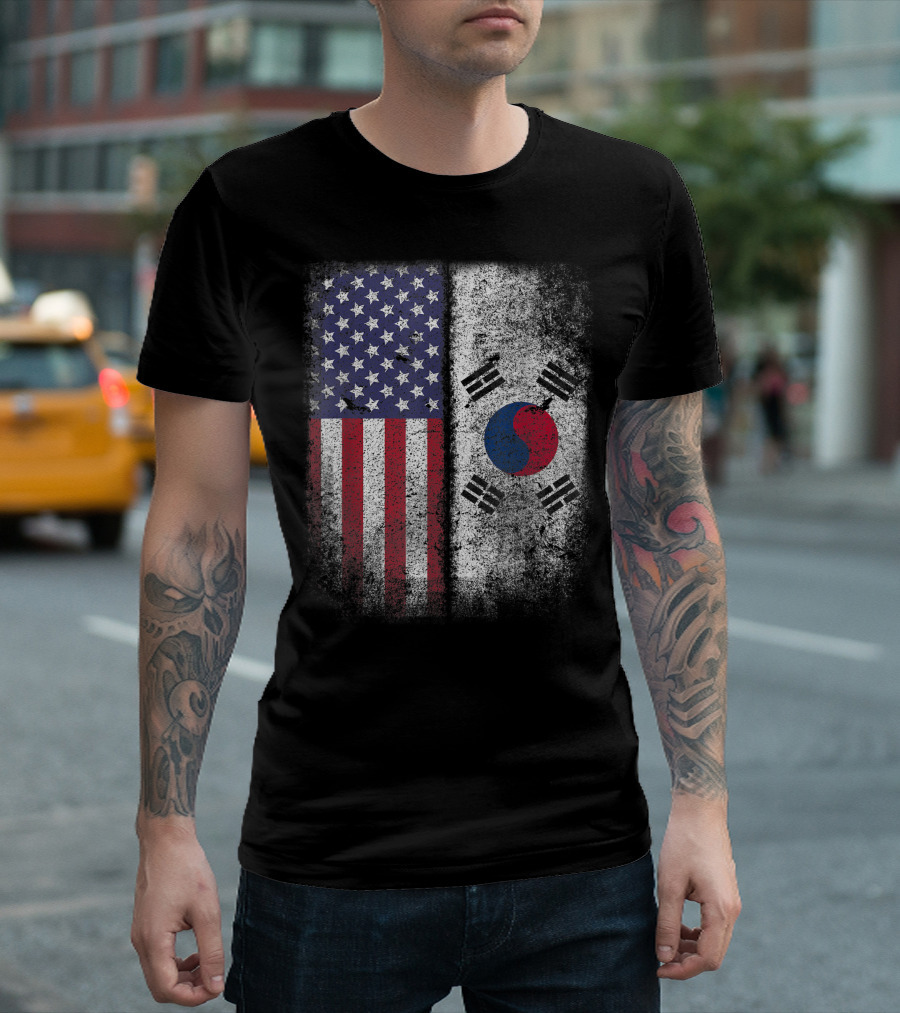 South Korea USA Flag Korean American Heritage T-Shirt