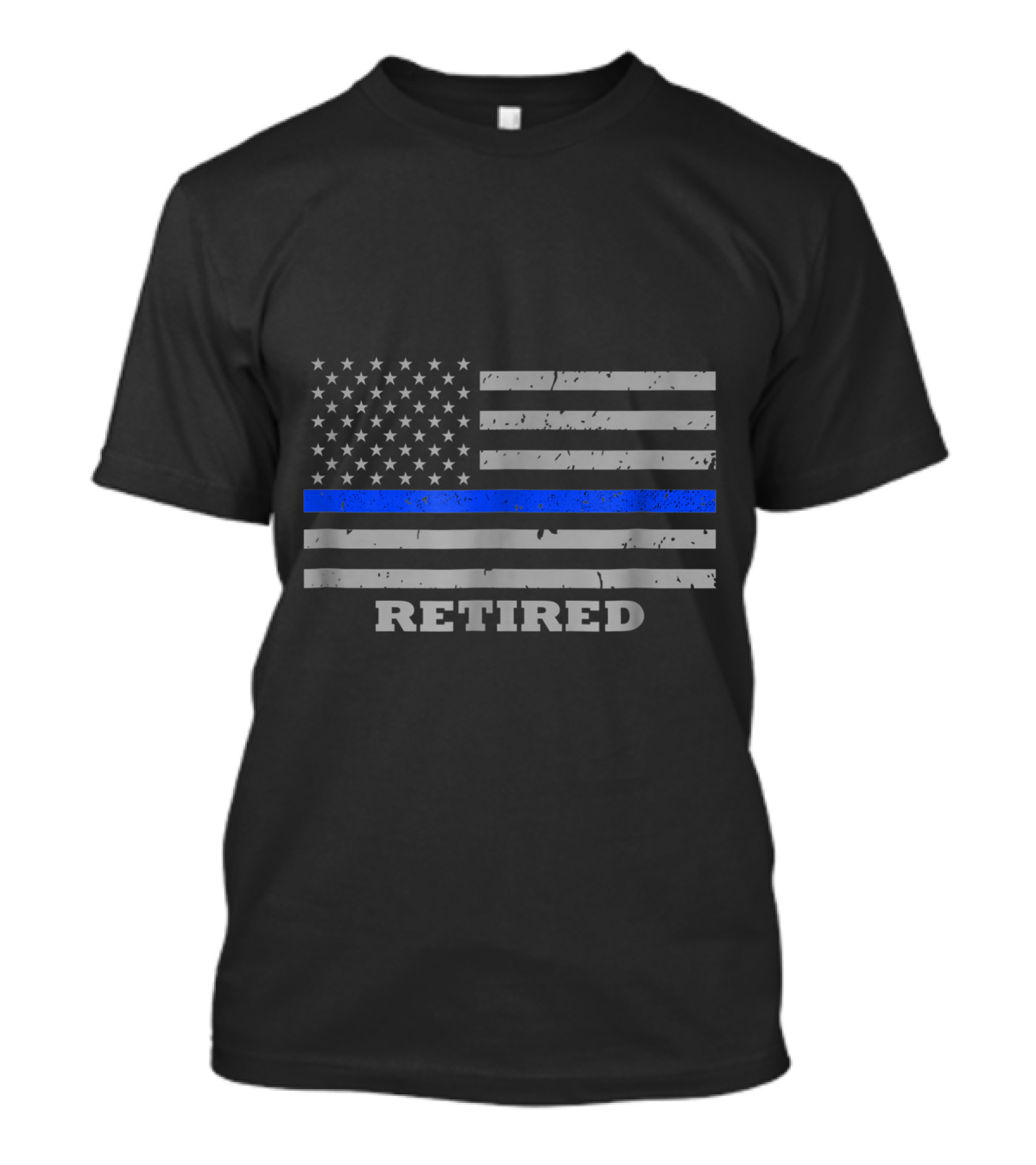 Retired Thin Blue Line American Flag T-Shirt